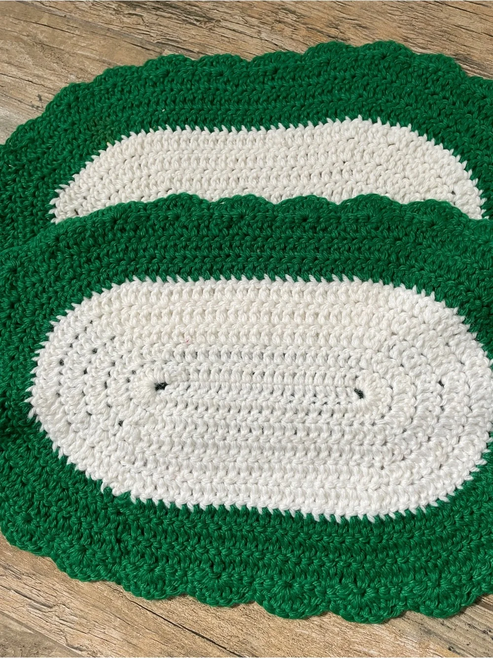 Green and Cream Handmade Crochet Placemats — Set of 4